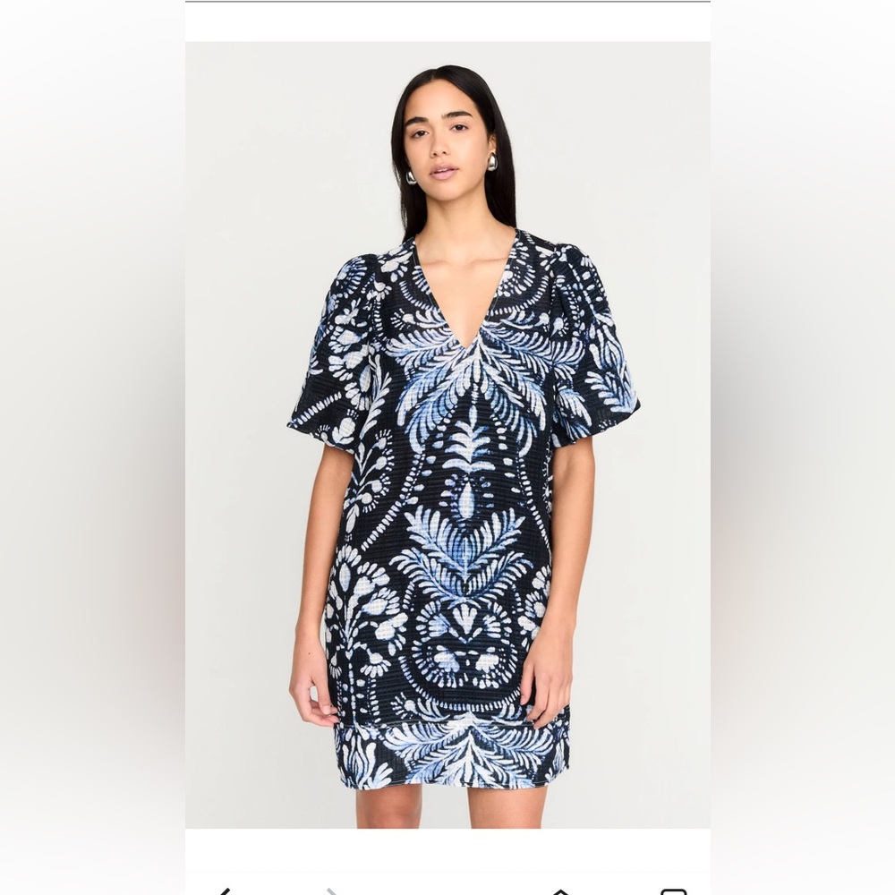 Marie Oliver Kiki Dress Palmetto Blue and White